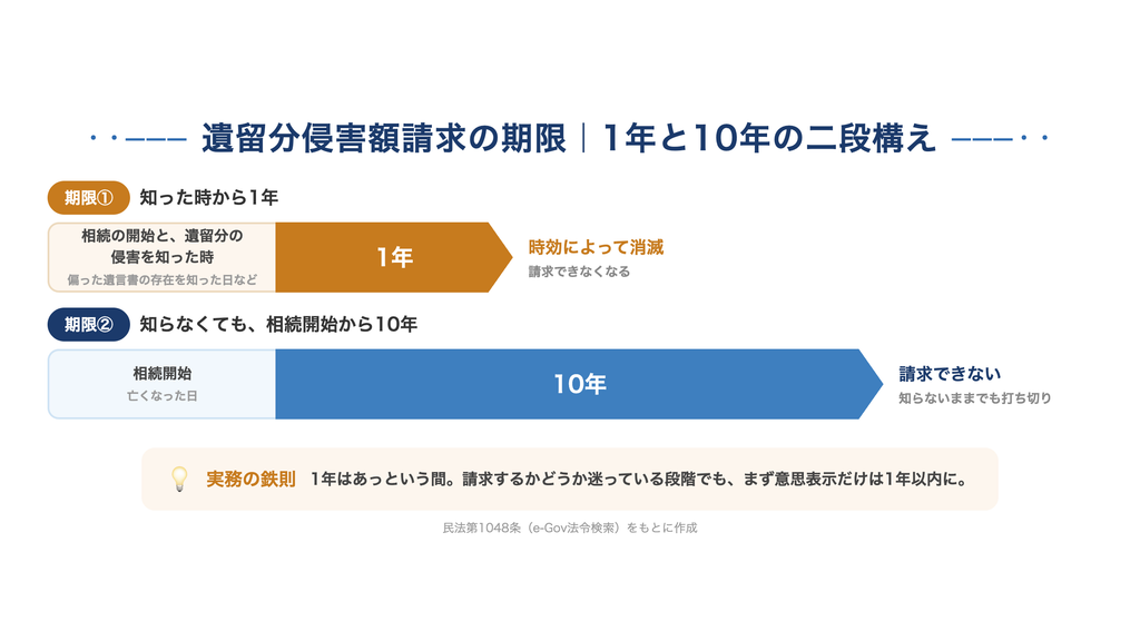 遺留分侵害額請求の期限の図解